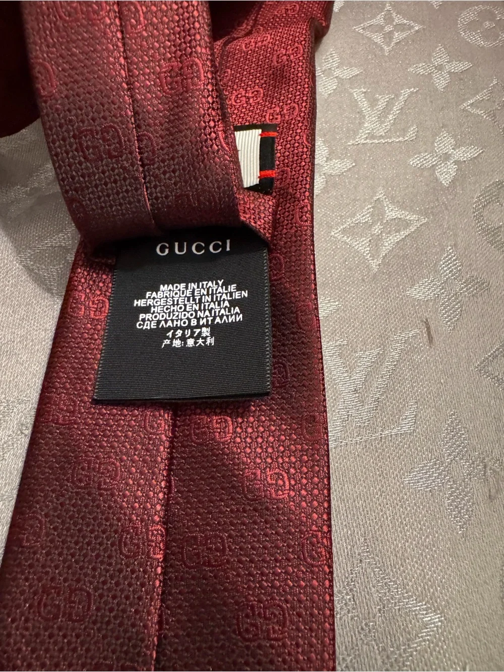 Gucci Burgundy GG Monogram Silk Tie